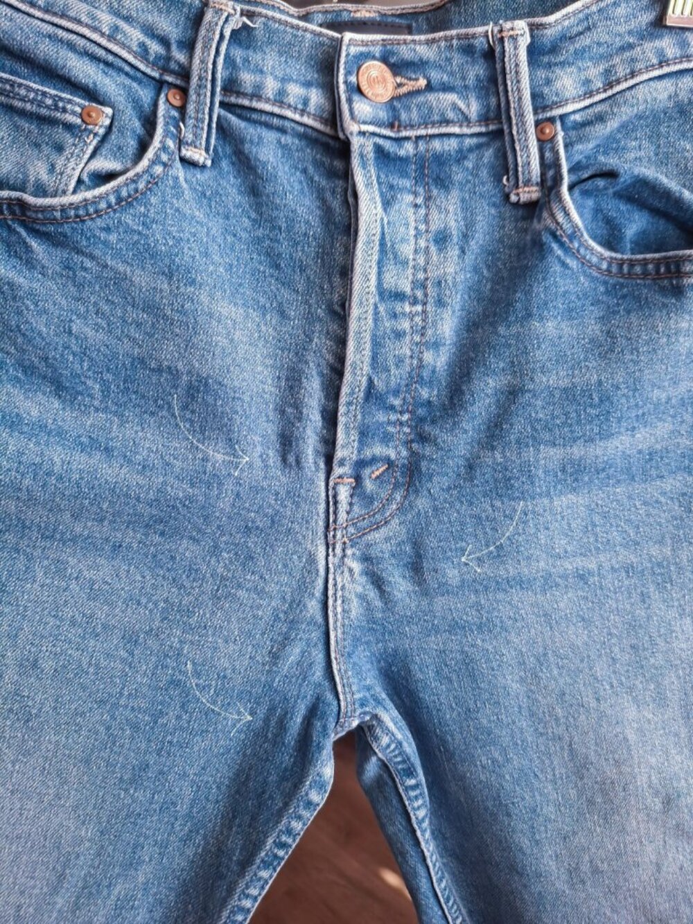 MOTHER Tomcat Ankle Fray Jeans Arigato Mr Roboto High Rise Straight | Size 29 - Picture 13 of 15